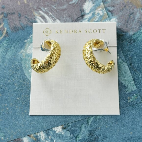 Kendra Scott Harper Gold Small Hoop Earrings New w/dust bag - Picture 1 of 3